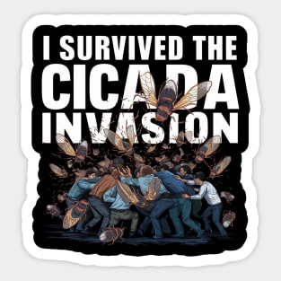 I Survived the Cicada Invasion Funny Cicada Summer 2024 Sticker